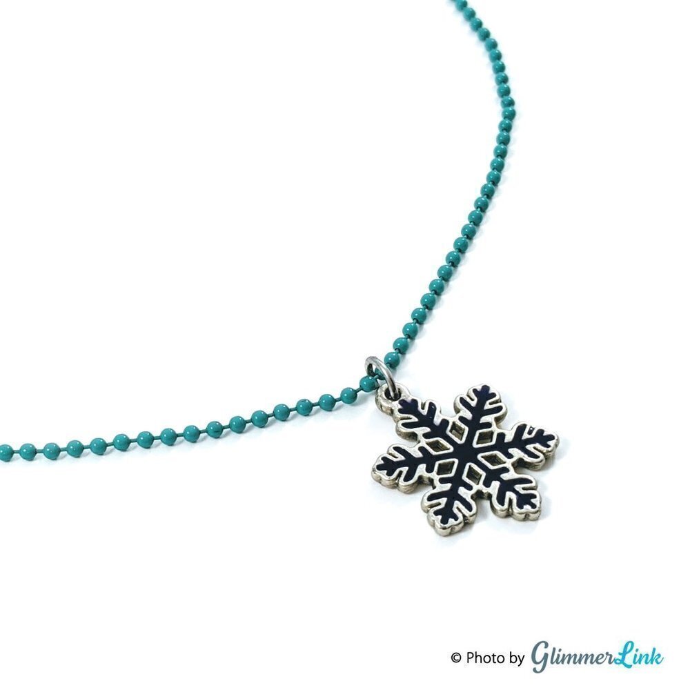 Aeropostale Teal Beaded Chain Snowflake Pendant Necklace
